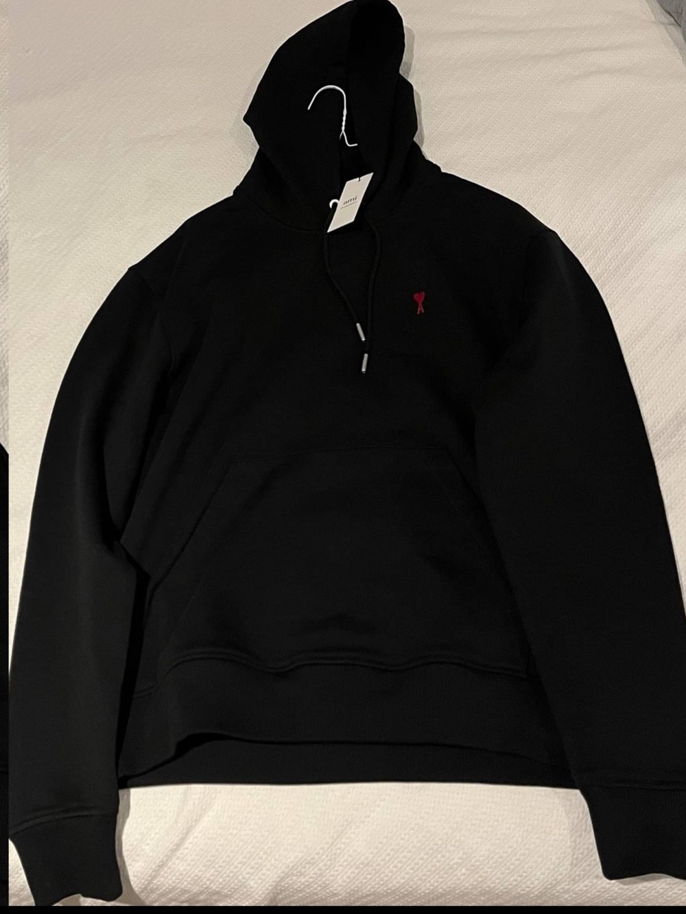Ami Black Hoodie with Red Heart Logo